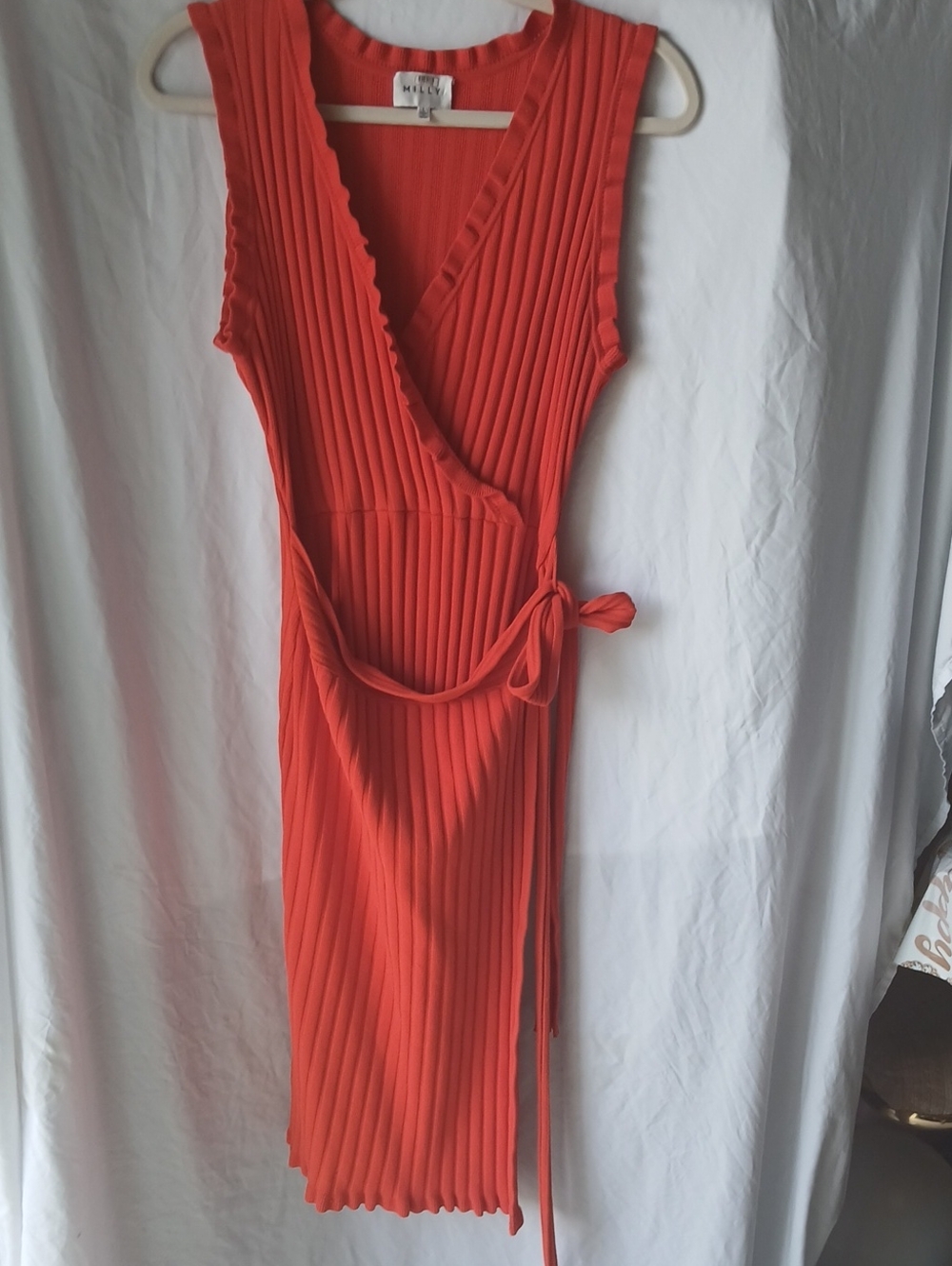 Milly Orange Pleated Wrap Around Dress With Tie Belt SEE VIDEO!